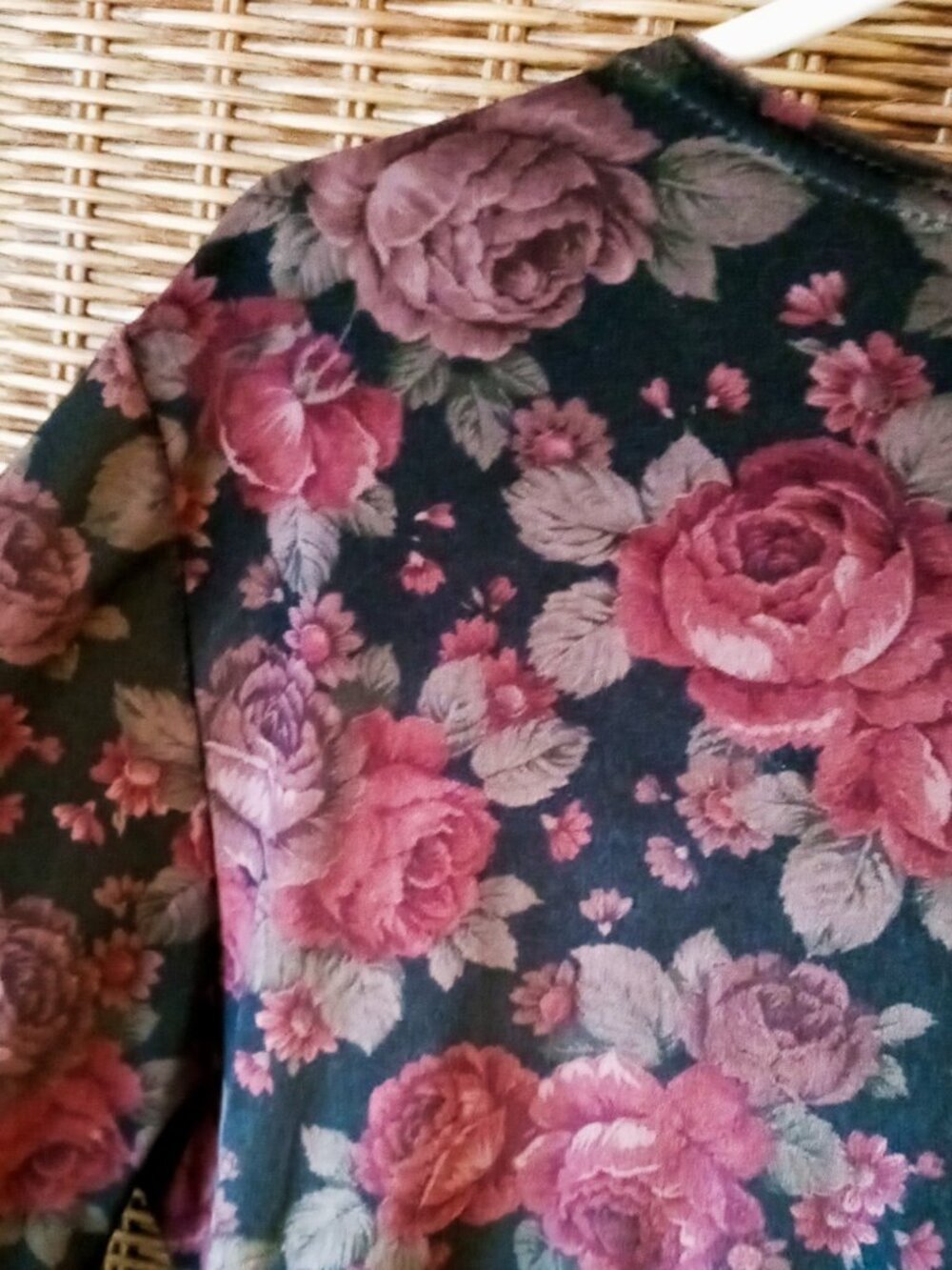 Vintage Moda INTL (Victoria's Secret) Velvet Babydoll Black Floral Tunic Dress M - Picture 12 of 13